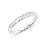 Half Eternity Band Ring Lab Created Opal 925 Sterling Silver Choose Color - Blue Apple Jewelry