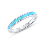 3mm Half Eternity Band Ring Lab Created Opal 925 Sterling Silver Choose Color