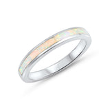 3mm Half Eternity Band Ring Lab Created Opal 925 Sterling Silver Choose Color - Blue Apple Jewelry