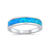 5mm Half Eternity Band Ring Lab Created Opal 925 Sterling Silver Choose Color - Blue Apple Jewelry
