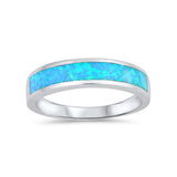 5mm Half Eternity Band Ring Lab Created Opal 925 Sterling Silver Choose Color - Blue Apple Jewelry