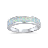 5mm Half Eternity Band Ring Lab Created Opal 925 Sterling Silver