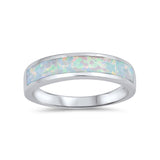 5mm Half Eternity Band Ring Lab Created Opal 925 Sterling Silver Choose Color - Blue Apple Jewelry