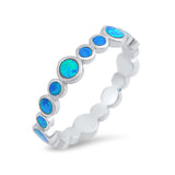 4mm Full Eternity Stackable Band Ring Round Lab Created Opal 925 Sterling Silver Choose Color