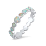 4mm Full Eternity Stackable Band Ring Round Lab Created Opal 925 Sterling Silver Choose Color - Blue Apple Jewelry