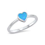 Solitaire Heart Promise Ring Lab Created Opal 925 Sterling Silver Choose Color