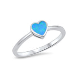 Solitaire Heart Promise Ring Lab Created Opal 925 Sterling Silver Choose Color - Blue Apple Jewelry