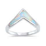 Chevron Midi V Ring Band Lab Created Opal 925 Sterling Silver Choose Color - Blue Apple Jewelry