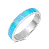 5mm Full Eternity Stackable Unisex Wedding Band Ring 925 Sterling Silver Lab Created Opal Choose Color