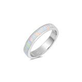 5mm Full Eternity Stackable Unisex Wedding Band Ring 925 Sterling Silver Lab Created Opal Choose Color - Blue Apple Jewelry