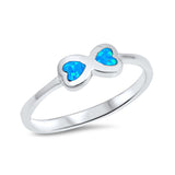 Infinity Heart Ring Lab Created Opal 925 Sterling Silver Choose Color - Blue Apple Jewelry