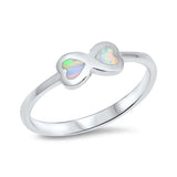 Infinity Heart Ring Lab Created Opal 925 Sterling Silver Choose Color - Blue Apple Jewelry
