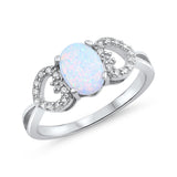 Oval Lab Created Opal Round Cubic Zirconia Heart Accent 925 Sterling Silver Choose Color - Blue Apple Jewelry