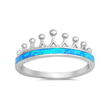 Crown Ring Half Eternity Lab Created Opal 925 Sterling Silver Choose Color - Blue Apple Jewelry