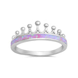 Crown Ring Half Eternity Lab Created Opal 925 Sterling Silver Choose Color