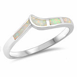 Half Eternity Band Ring Lab Created Blue Opal 925 Sterling Silver Choose Color