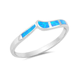 Half Eternity Band Ring Lab Created Blue Opal 925 Sterling Silver - Blue Apple Jewelry
