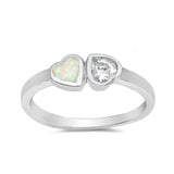 Two Heart Promise Ring 925 Sterling Silver Round CZ Choose Color - Blue Apple Jewelry