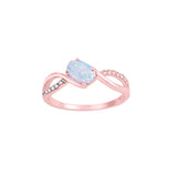 Oval Lab Created Opal Fashion Ring Round Cubic Zirconia 925 Sterling Silver Choose Color