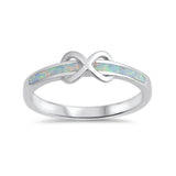 New Design Infinity Knot Ring Lab Created Opal 925 Sterling Silver Choose Color - Blue Apple Jewelry