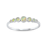 4mm Half Eternity Band Ring Round Lab Created Opal 925 Sterling Silver Choose Color - Blue Apple Jewelry