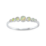 4mm Half Eternity Band Ring Round Lab Created Opal 925 Sterling Silver Choose Color