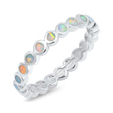 2mm Full Eternity Band Ring Lab Created Opal 925 Sterling Silver Choose Color