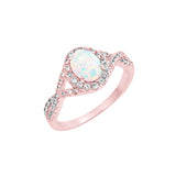 Halo Infinity Twist Shank Engagement Ring Oval Lab Created Opal Round CZ 925 Sterling Silver (11mm)