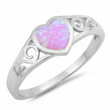 Heart Filigree Ring Lab Created Opal 925 Sterling Silver