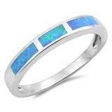 3mm Half Eternity Band Ring Created Opal 925 Sterling Silver