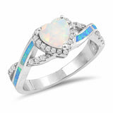 Halo Infinity Shank Heart Promise Ring Created Opal Round Cubic Zirconia 925 Sterling Silver Choose Color