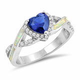 Halo Infinity Shank Heart Promise Ring Created Opal CZ 925 Sterling Silver