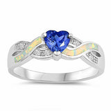 Heart Infinity Promise Ring Created Opal Round Cubic Zirconia 925 Sterling Silver