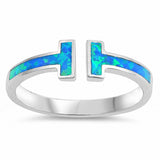 Fashion Bar Ring 925 Sterling Silver Created Opal Choose Color