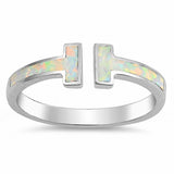 Fashion Bar Ring 925 Sterling Silver Created Opal Choose Color