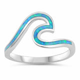 Trendy Ocean Beach Created Opal Wave Ring 925 Sterling Silver Choose Color