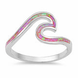 Trendy Ocean Beach Created Opal Wave Ring 925 Sterling Silver Choose Color