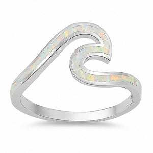 Trendy Ocean Beach Created Opal Wave Ring 925 Sterling Silver Choose Color