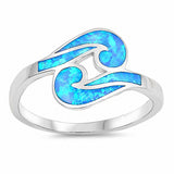 Swirl Design Ring Lab Created Opal 925 Sterling Silver