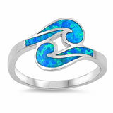Swirl Design Ring Lab Created Opal 925 Sterling Silver
