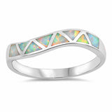 Fashion Half Eternity Design Created Opal Ring 925 Sterling Silver Choose Color