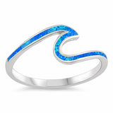 Wave Ring Created Opal 925 Sterling Silver (8 mm)