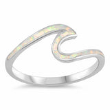 Wave Ring Created Opal 925 Sterling Silver (8 mm)