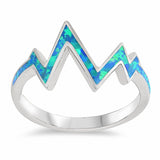 Zig Zag Band Ring Created Opal 925 Sterling Silver