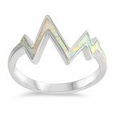 Zig Zag Band Ring Created Opal 925 Sterling Silver