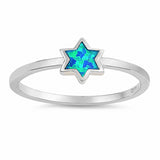 Star Ring Created Opal 925 Sterling Silver Choose Color