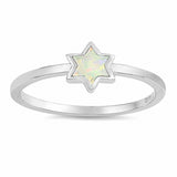 Star Ring Created Opal 925 Sterling Silver Choose Color