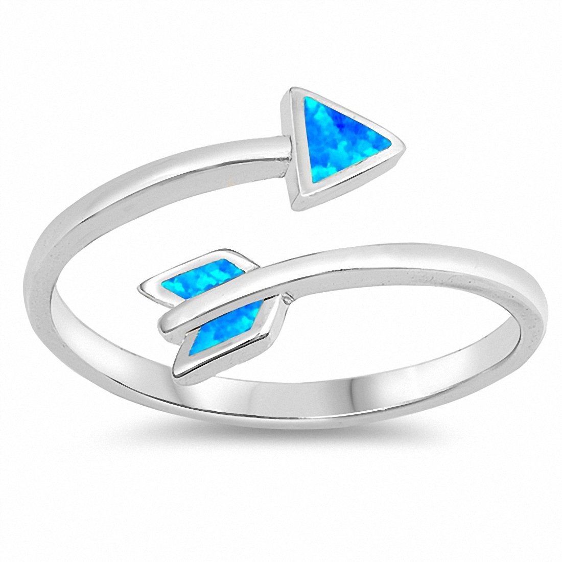 Arrow Ring Lab Created Opal 925 Sterling Silver