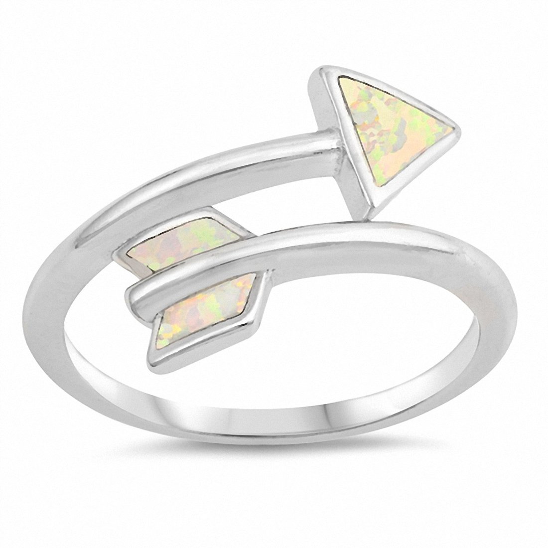 Arrow Ring Lab Created Opal 925 Sterling Silver
