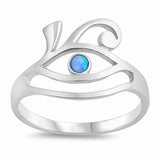 Eye Ring Round Created Opal 925 Sterling Silver Choose Color